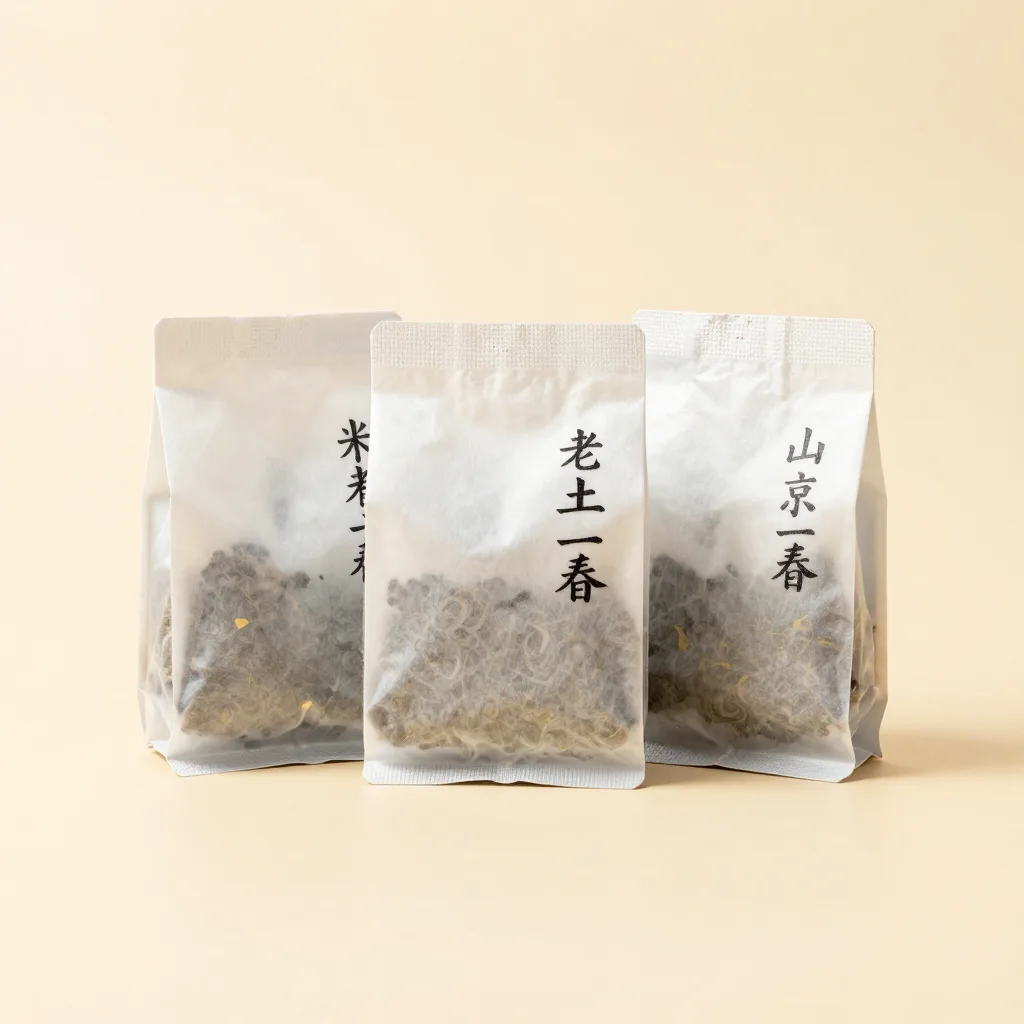 A sampler of three oolong pouches on a light background
